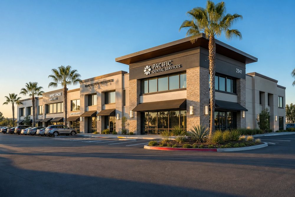 Concept image of a Southern California commercial retail and office property, representing the property types Real Solutions works with